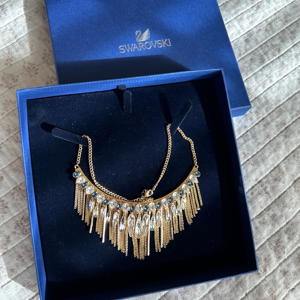 BRAND NEW Swarovski Clear & Blue Crystals Necklace